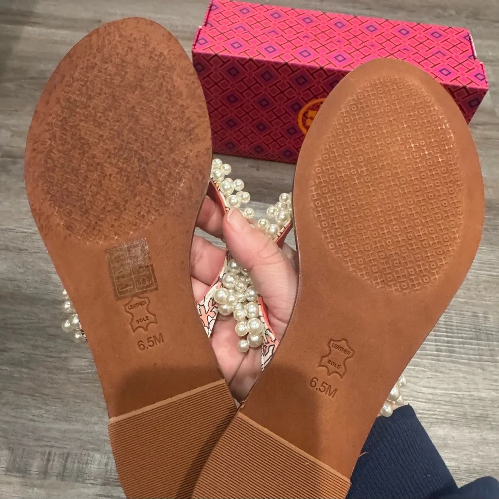 Tory Burch Tatiana Pearl Detail Hicks Garden Fresh Thong Sandals